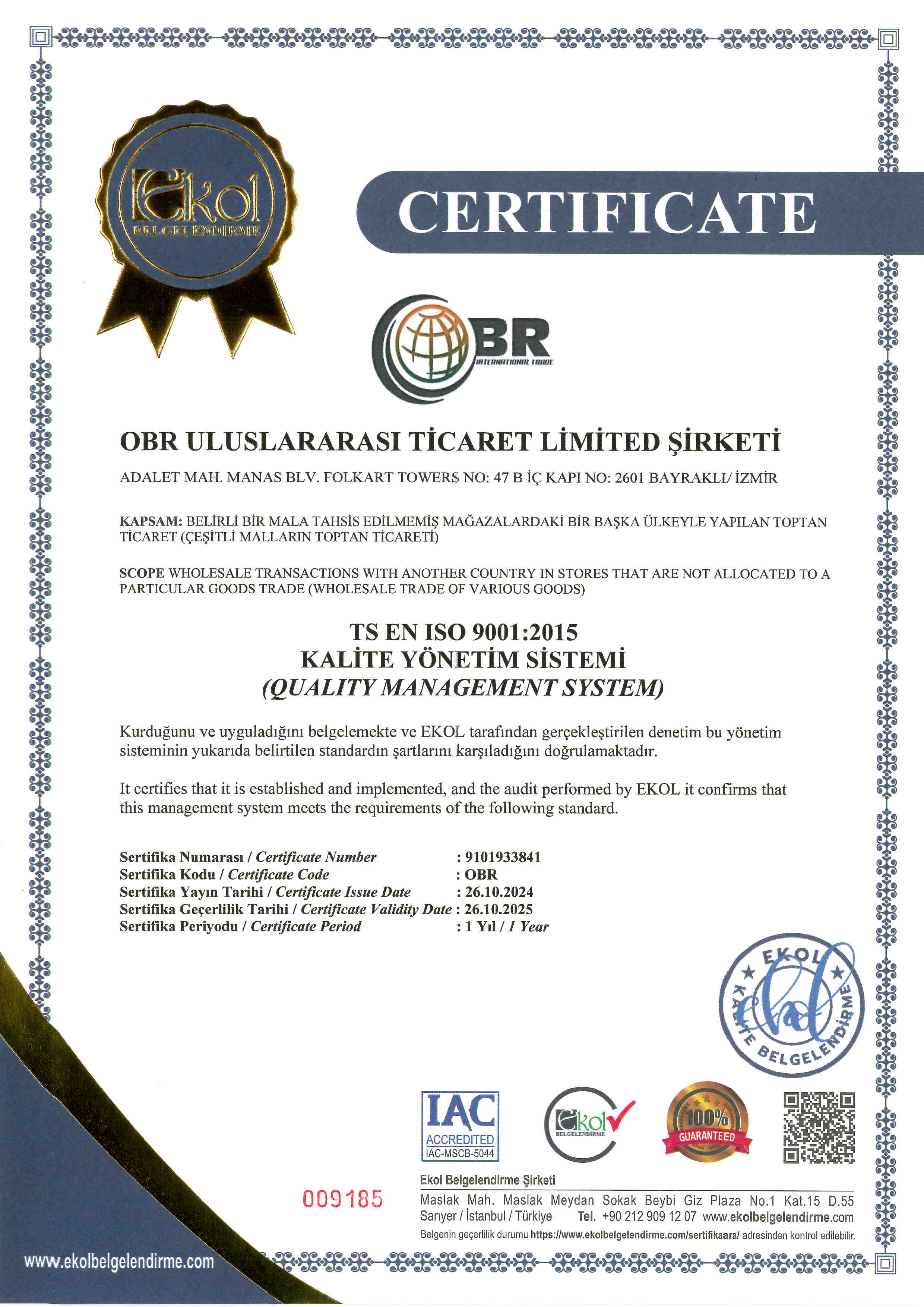 ISO 500 Belgesi